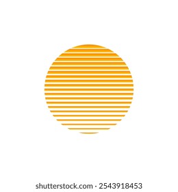 Orange retro sun sunset logo. Old vintage sun circle sunrise design.