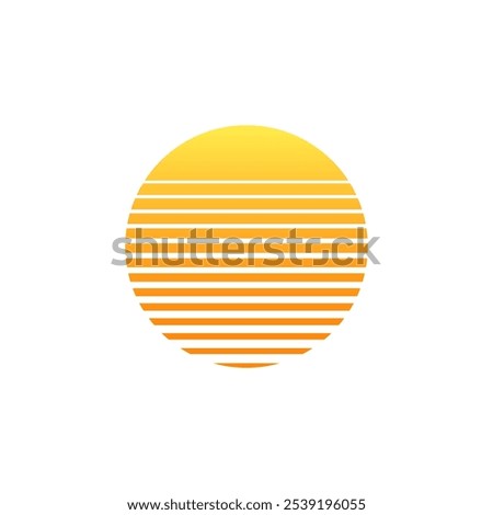 Orange retro sun sunset logo. Old vintage sun circle sunrise design.
