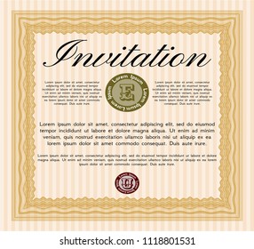 Orange Retro vintage invitation. Artistry design. Easy to print. Customizable, Easy to edit and change colors. 
