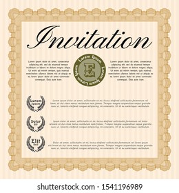 Orange Retro vintage invitation. Artistry design. With background. Customizable, Easy to edit and change colors. 