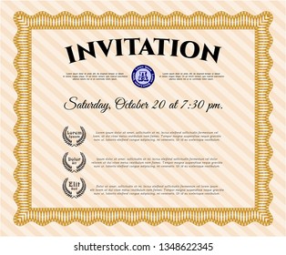 Orange Retro vintage invitation. With background. Detailed. Good design. 