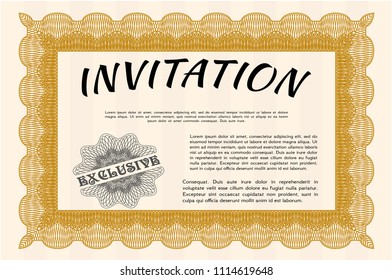 Orange Retro vintage invitation. With complex background. Beauty design. Customizable, Easy to edit and change colors. 