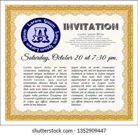 Orange Retro vintage invitation. Complex background. Lovely design. Vector illustration. 