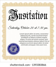 Orange Retro vintage invitation. Cordial design. With quality background. Detailed. 