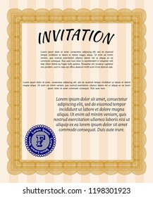 Orange Retro vintage invitation. Customizable, Easy to edit and change colors. With quality background. Beauty design. 