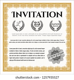 Orange Retro vintage invitation. Retro design. With complex background. Vector illustration. 