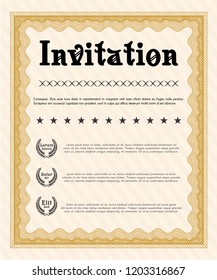 Orange Retro vintage invitation. Detailed. With complex background. Perfect design. 