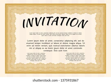 Orange Retro vintage invitation. Detailed. Printer friendly. Excellent design. 