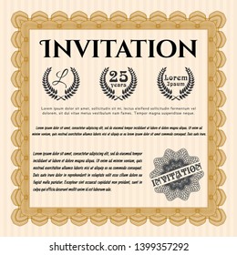Orange Retro vintage invitation. Detailed. With background. Nice design. 