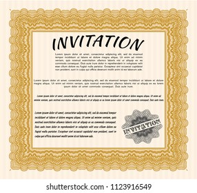 Orange Retro vintage invitation. Easy to print. Nice design. Vector illustration. 