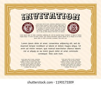 Orange Retro vintage invitation. Easy to print. Customizable, Easy to edit and change colors. Modern design. 