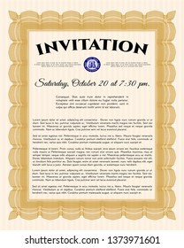 Orange Retro vintage invitation. Easy to print. Superior design. Customizable, Easy to edit and change colors. 