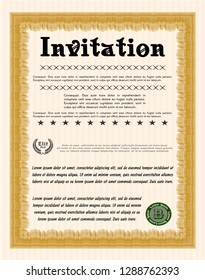 Orange Retro vintage invitation. Excellent design. Customizable, Easy to edit and change colors. With great quality guilloche pattern. 