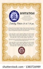 Orange Retro vintage invitation. Good design. Easy to print. Vector illustration. 