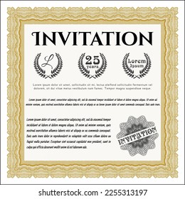 Orange Retro vintage invitation. Lovely design. With complex linear background. Customizable, Easy to edit and change colors. 