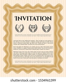 Orange Retro vintage invitation. Modern design. Vector illustration. With quality background. 