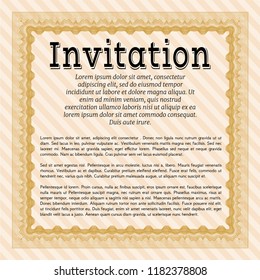 Orange Retro vintage invitation. Money Pattern design. With complex background. Vector illustration. 