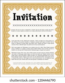 Orange Retro vintage invitation. Money Pattern design. Vector illustration. Printer friendly. 