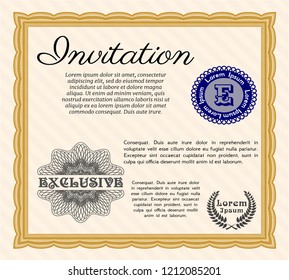 Orange Retro vintage invitation. Money Pattern design. Customizable, Easy to edit and change colors. With quality background. 