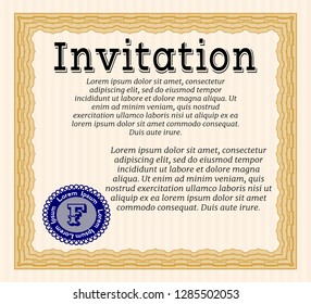 Orange Retro vintage invitation. Money Pattern. With background. Detailed. 