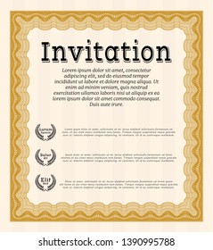 Orange Retro vintage invitation. Money design. Customizable, Easy to edit and change colors. With linear background. 
