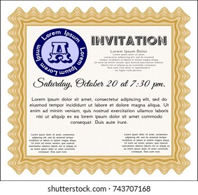 Orange Retro vintage invitation. Money Pattern. Vector illustration. Printer friendly. 