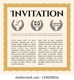 Orange Retro vintage invitation. Nice design. With background. Vector illustration. 