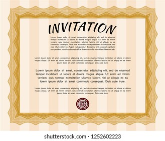 Orange Retro vintage invitation. Perfect design. Easy to print. Detailed. 