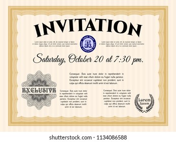 Orange Retro vintage invitation. Printer friendly. Vector illustration. Retro design. 