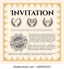 Orange Retro vintage invitation. Superior design. Detailed. With quality background. 