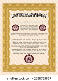 Orange Retro vintage invitation template. Perfect design. Printer friendly. Vector illustration. 