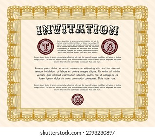 Orange Retro vintage invitation template. Artistry design.  Customizable, Easy to edit and change colors. 
