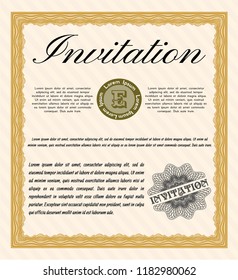 Orange Retro vintage invitation. Vector illustration. With quality background. Cordial design. 