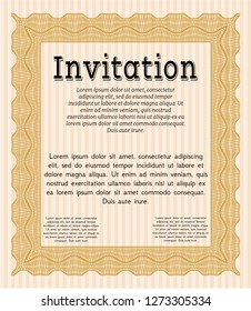 Orange Retro vintage invitation. Vector illustration. With complex background. Elegant design. 
