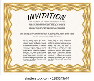 Orange Retro vintage invitation. Vector illustration. Printer friendly. Superior design. 
