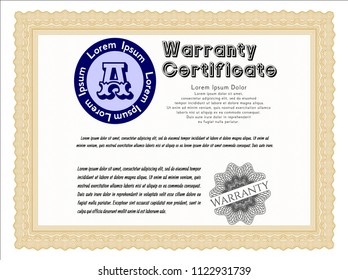 Orange Retro vintage Warranty Certificate. Customizable, Easy to edit and change colors. Easy to print. Nice design. 