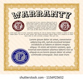 Orange Retro vintage Warranty Certificate. With guilloche pattern. Lovely design. Customizable, Easy to edit and change colors. 