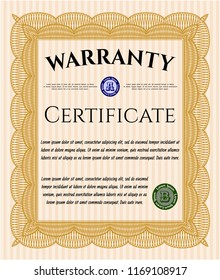 Orange Retro vintage Warranty Certificate. Lovely design. Customizable, Easy to edit and change colors. Easy to print. 