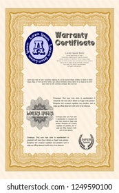 Orange Retro vintage Warranty Certificate. Detailed. Easy to print. Excellent design. 