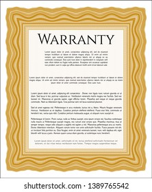 Orange Retro vintage Warranty Certificate. Good design. Customizable, Easy to edit and change colors. With guilloche pattern. 