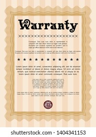 Orange Retro vintage Warranty Certificate. Customizable, Easy to edit and change colors. With background. Lovely design. 