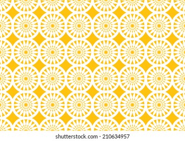 Orange retro wallpaper design with repeated circle pattern. Vector illustration.