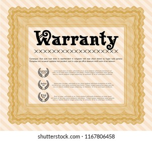 Orange Retro Warranty Certificate template. Lovely design. Customizable, Easy to edit and change colors. With linear background. 