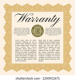 Orange Retro Warranty Certificate template. Customizable, Easy to edit and change colors. With great quality guilloche pattern. Beauty design. 
