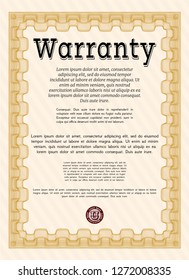 Orange Retro Warranty Certificate template. Retro design. Customizable, Easy to edit and change colors. With quality background. 