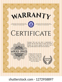 Orange Retro Warranty Certificate template. Modern design. Easy to print. Customizable, Easy to edit and change colors. 