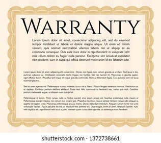 Orange Retro Warranty Certificate template. Customizable, Easy to edit and change colors. With background. Cordial design. 