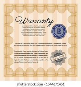 Orange Retro Warranty Certificate template. Printer friendly. Customizable, Easy to edit and change colors. Cordial design. 