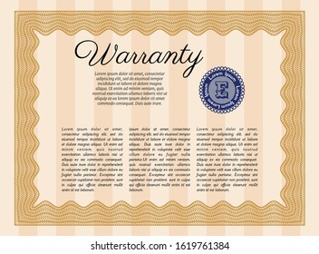 Orange Retro Warranty Certificate template. Perfect design. Printer friendly. Customizable, Easy to edit and change colors. 