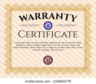 Orange Retro Warranty template. With background. Vector illustration. Retro design. 